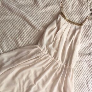 Forever 21 Cream Mid-Length Sundress w Gold Detail